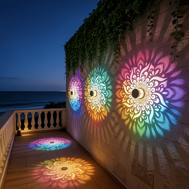 Outdoor Lighting Wall - 1/2/4 pakketten zonne-aangedreven hekverlichting, met mandala-patroonontwerp,