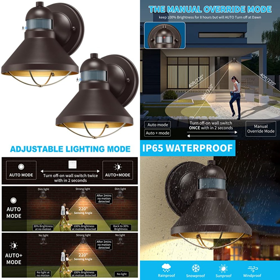 Outdoor Lighting Wall - 2-pack bewegingsmelder buiten LED wandlamp schemering