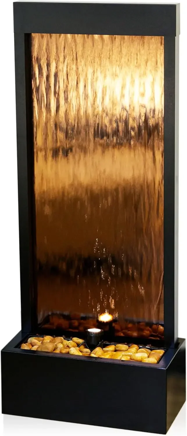 Outdoor Zen Lighting - Spiegelwatervalfontein met stenen & verlichting -