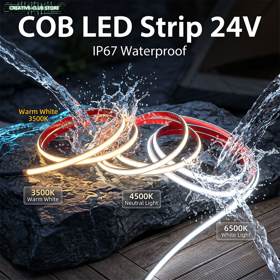 Outdoor Lighting Voltage - COB waterdichte IP67 lichtstrip laagspanning 24V