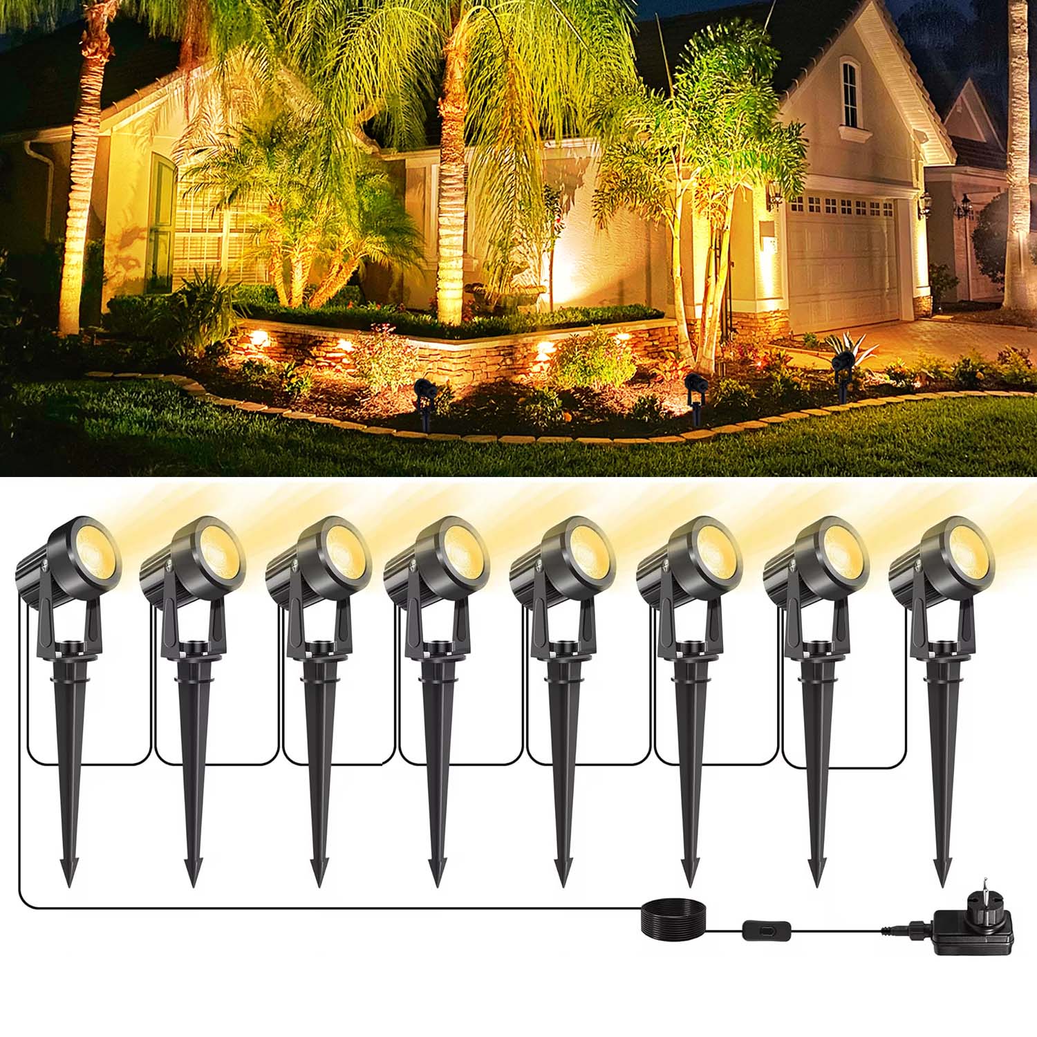 Outdoor Lighting Voltage - 4/6/8LEDS 3000K Outdoor Spotlight Landschap IP65