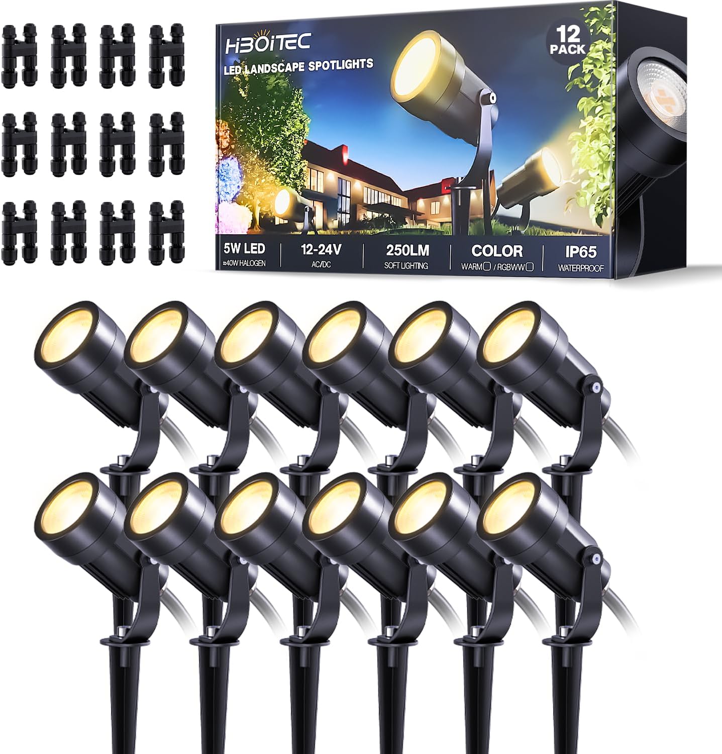 Outdoor Lighting Voltage - Twaalf-pack laagspannings tuinverlichting Fastlock connectoren 5W
