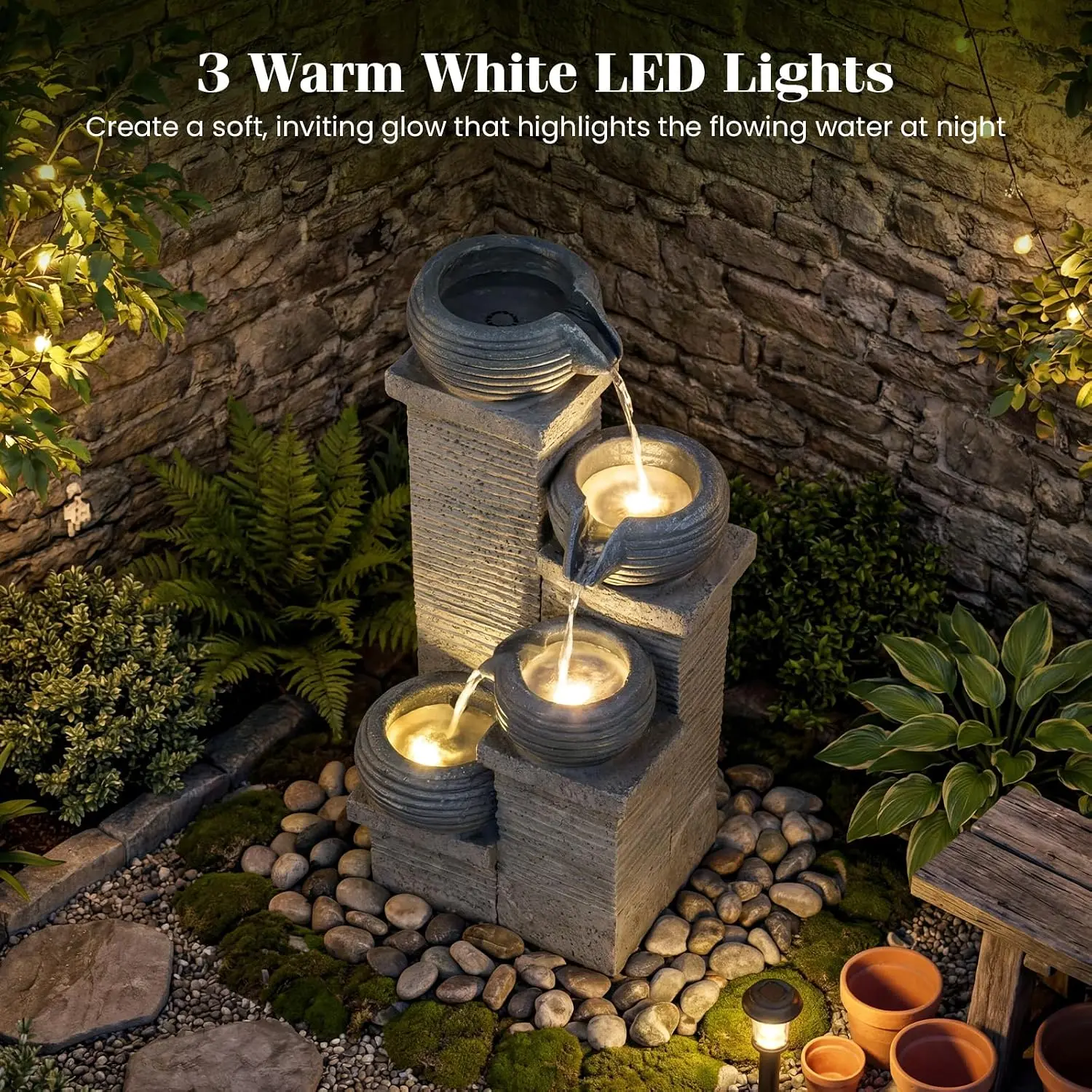 4-laags waterfontein voor buit - Outdoor Zen Lighting recensie en prijs