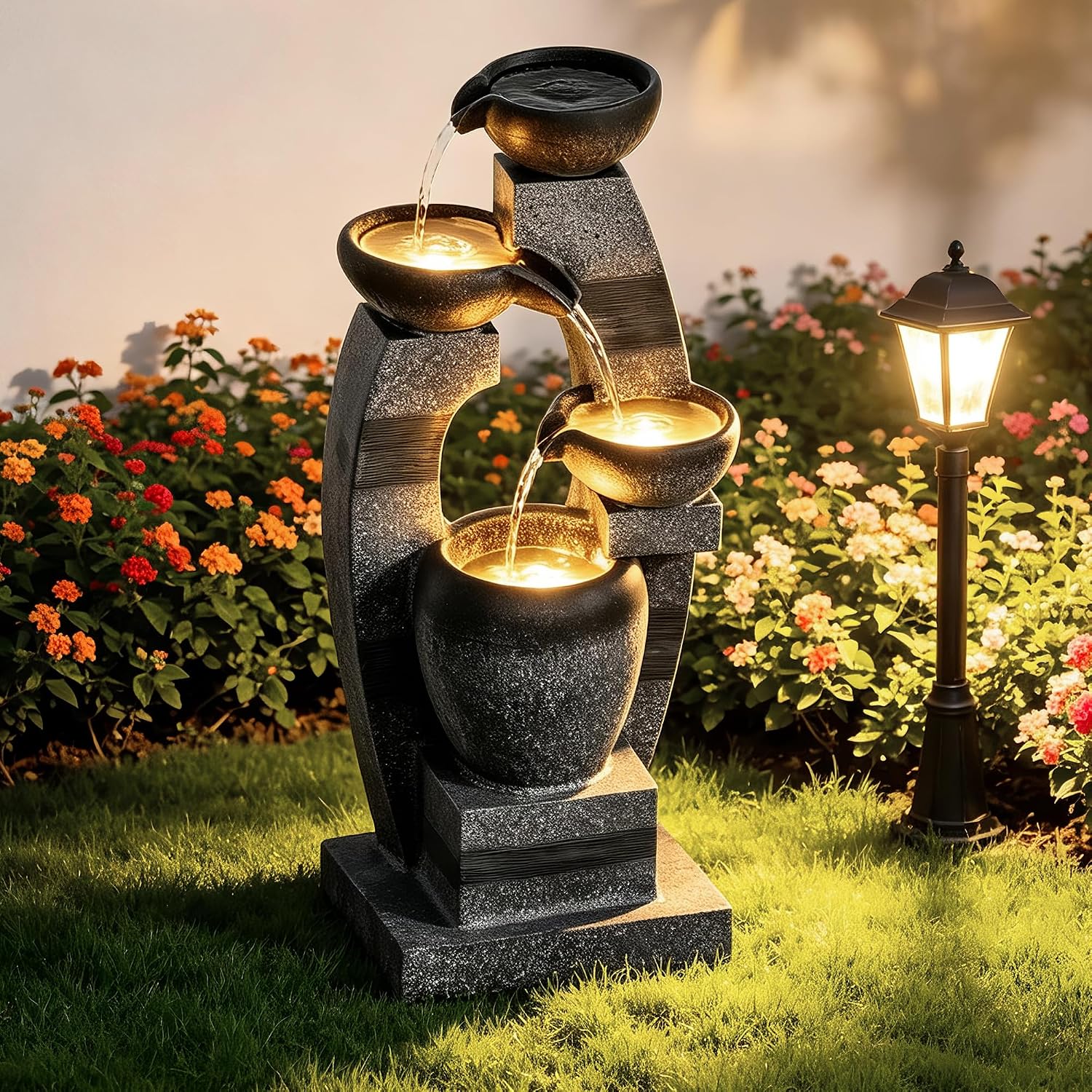 Vierlaags trapsgewijze waterfo - Outdoor Zen Lighting recensie en prijs